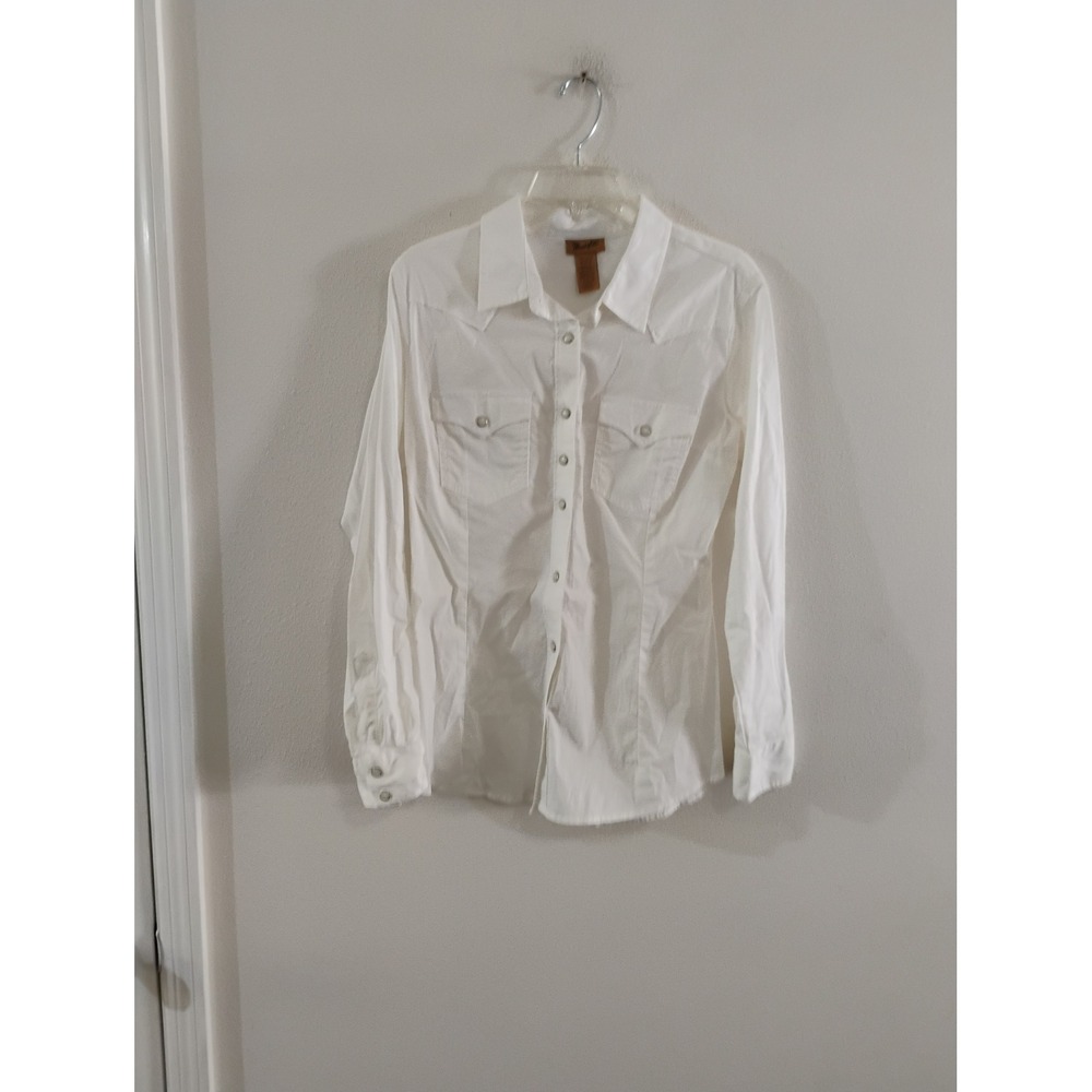 Wrangler Womens White Western Snap Front Long Sleeve Shirt 10LW1001W Medium